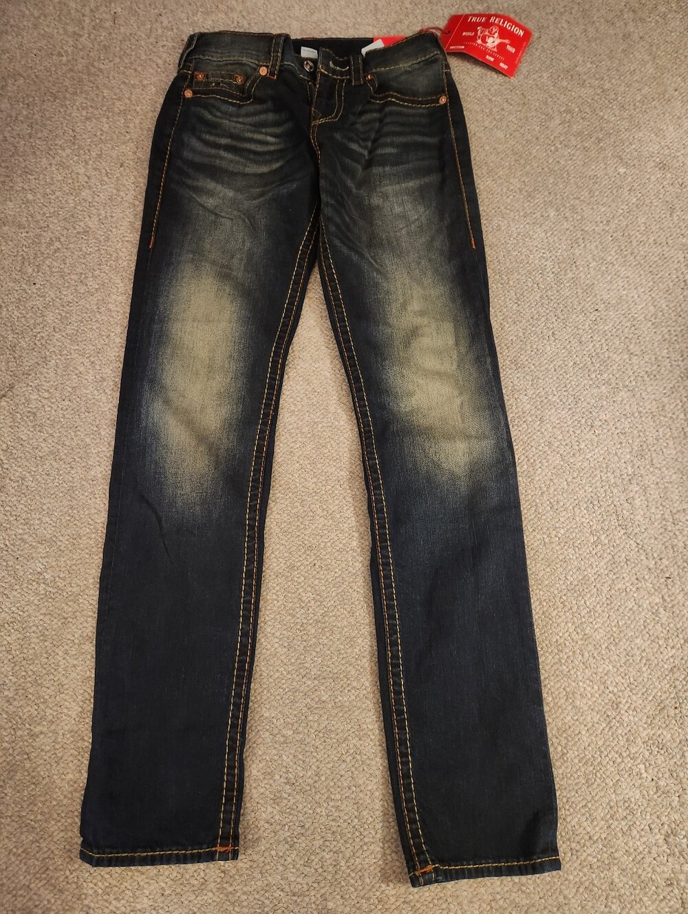 True Religion Women’s Dark Blue Washed Slim Straight Jeans